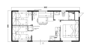 Stacaravan Prestige Deluxe airco plattegrond